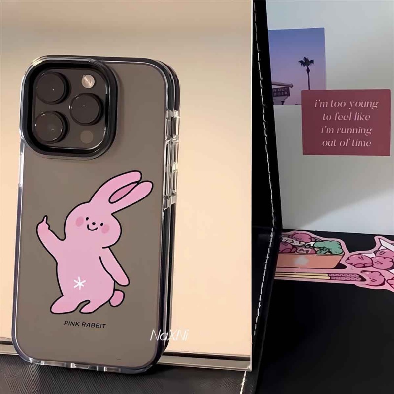 Ốp Điện Thoại Mềm Hình Thỏ Hồng Cho iPhone 14proMax 13pro QYJS 11 8plus12 x / xr 13promax 11 14 xr 12pro