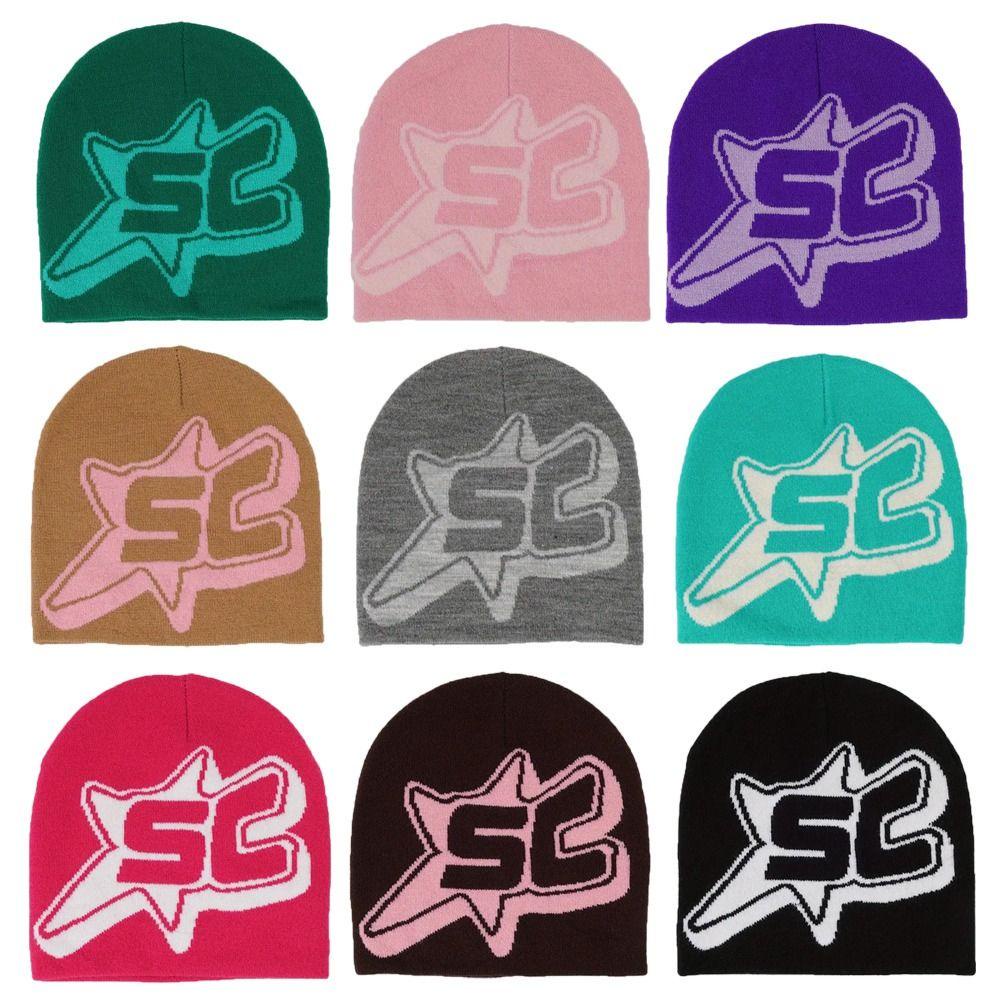 Eonway Mũ hip hop Y2k, mũ dệt kim design sense ins, mũ len dệt kim sành điệu