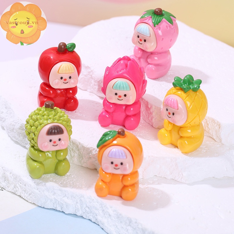 Vastji kawaii fruit strawberry orange durian resin crafts diy doll house decor accessory home car miniature figurine art or decor vn