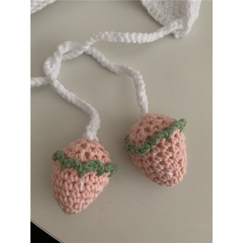 Ya Yabi Mũ Len Dệt Kim Chui Đầu Đính Quả Bông Tròn Kẻ Sọc Thủ Công Phong Cách Yabi Cho Nữ Linna