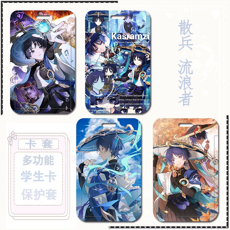 Phim hoạt hình anime genshin impact scaramouche kunikuzushi thẻ tàu điện ngầm thẻ bảo vệ thẻ xe buýt thẻ kiểm soát ra vào thẻ ăn uống có dây treo