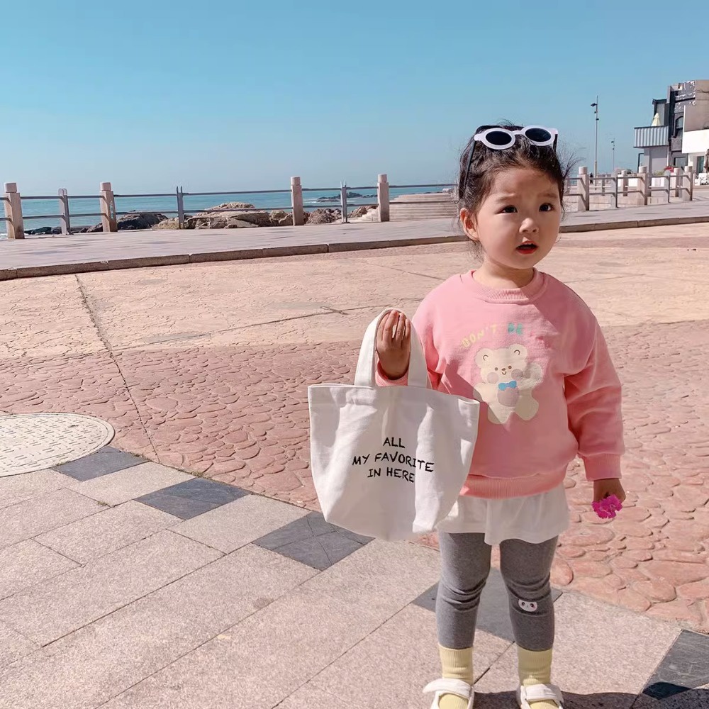 Trẻ em phim hoạt hình áo len chui đầu cô gái cotton ren cổ áo dài-tay áo đáy áo mùa xuân và mùa thu quần áo trẻ em mới