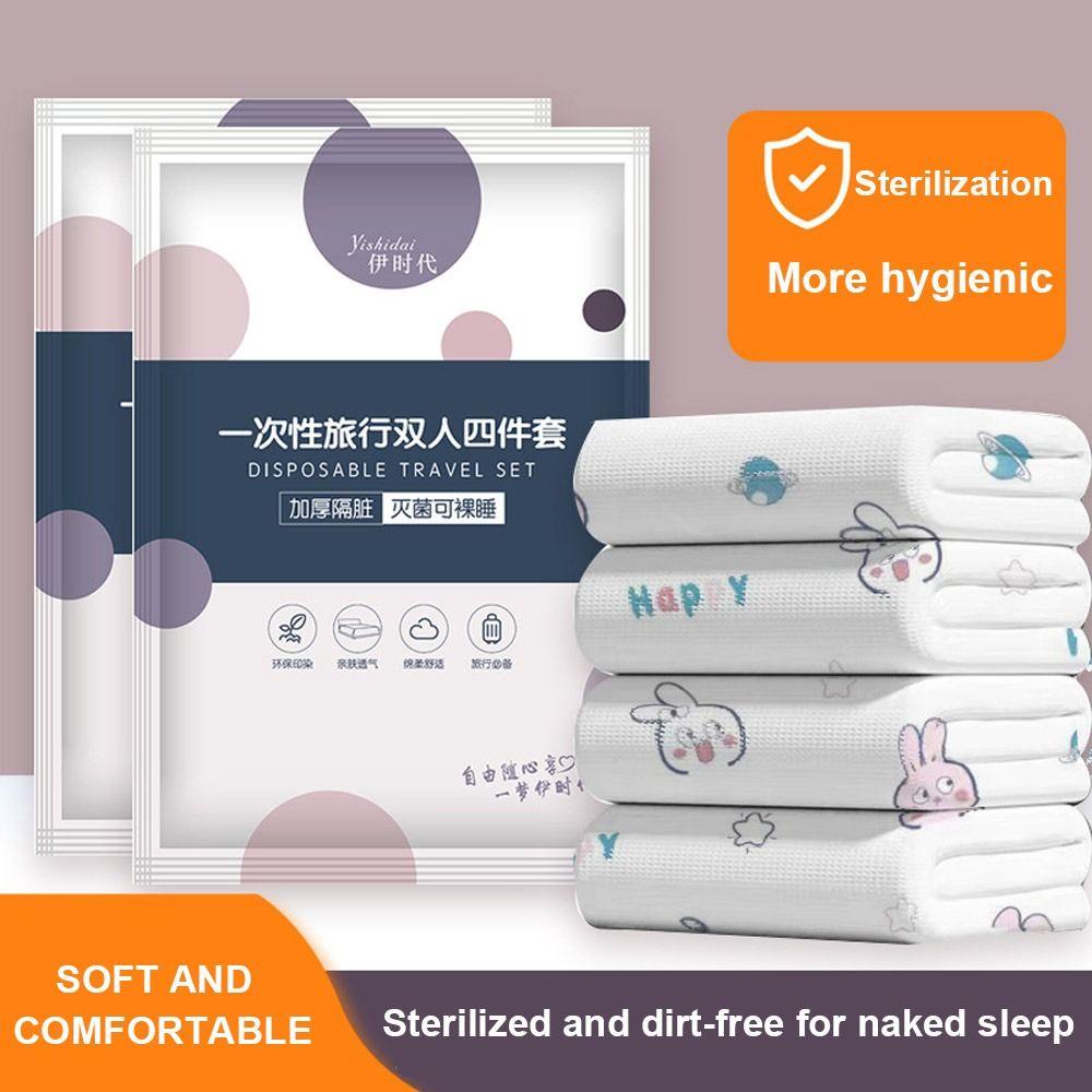 Bộ Ga Trải Giường 1 / 4 Món Dày Dặn Dùng Một Lần Chống Bụi Bẩn Tiện Dụng