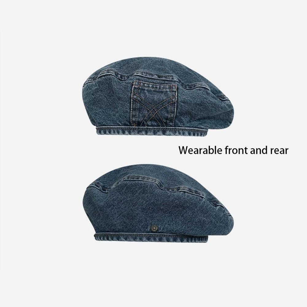 Oceanmap mũ nồi denim, mũ họa sĩ phong cách hàn quốc, mũ bát giác thời trang nghệ sĩ mũ newsboy mũ du lịch