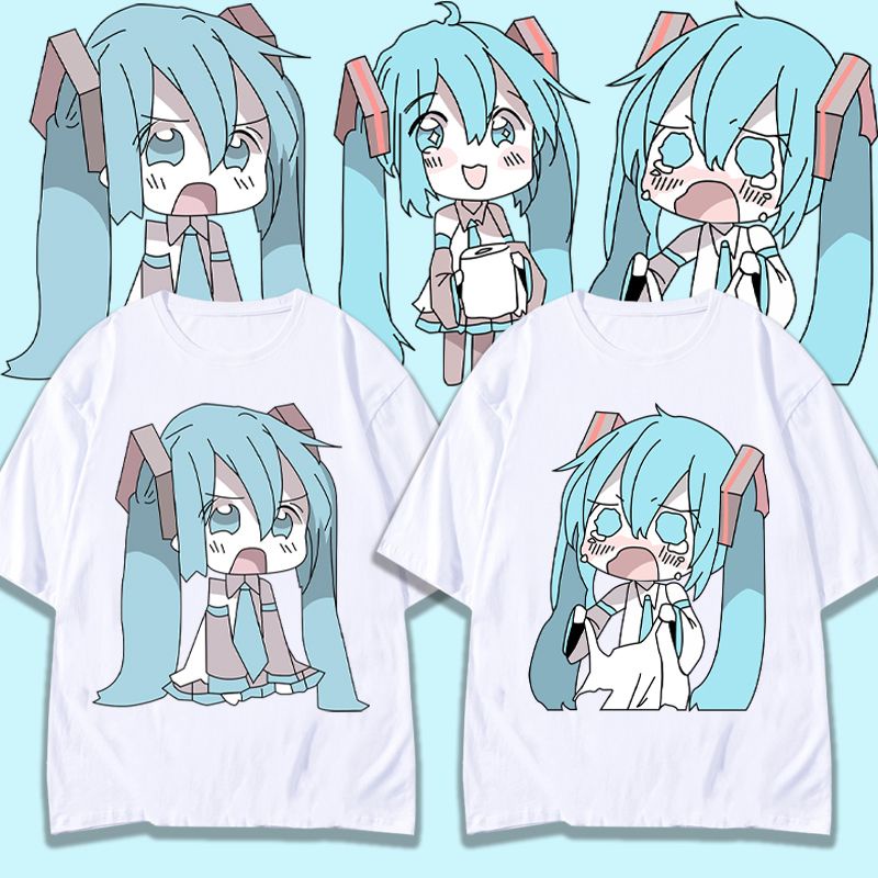 Hatsune miku anime short-sleeved t-shirt vocaloid quần áo nam và nữ