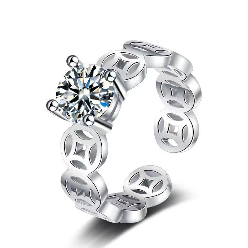 Thời trang nữ trang sức hợp kim cặp đôi mẫu nhẫn kim cương moissanite