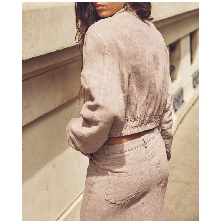 Zara Áo Khoác bomber Tay Dài Cổ Tròn Có Túi Thời Trang Mùa Thu 232674243