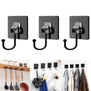 Nail-free space saving storage storage storage heavy duty self adhesive hooks / black wall mounted non-marking hooks / kitchen bathroom organizer / home multi-function storage hooks