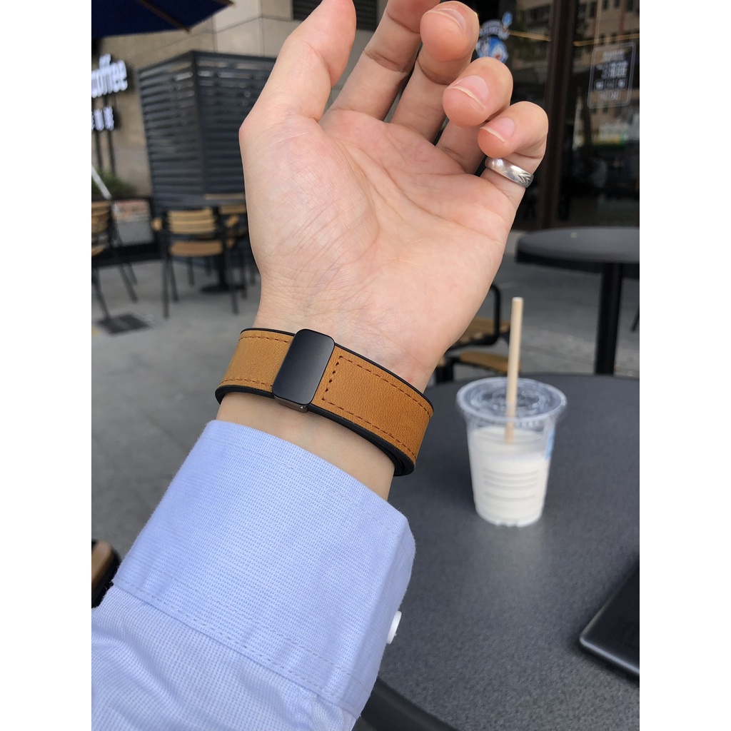 Thích hợp cho samsung galaxy watch 6 5 4 43mm 47mm 40mm 44mm dây da active 2 3 dây đeo khóa từ có thể gập lại bằng da