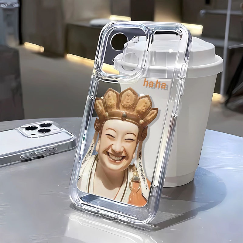 Ốp lưng chống rơi dành cho iphone11 12 pro max x xr xs max se iphone 11 plus 12 plus iphone 13 14 pro max cartoon bodhisattva clear protective case