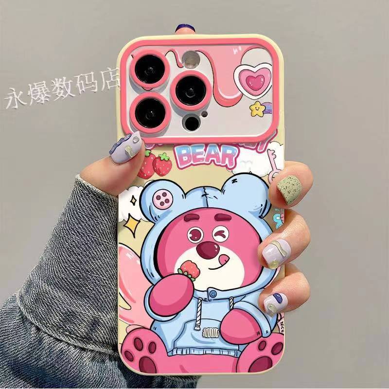 Ốp Điện Thoại Dẻo Họa Tiết Gấu & Dâu Tây Dễ Thương Cho iphone13pro12 / 11 7p 3qoy 14promax