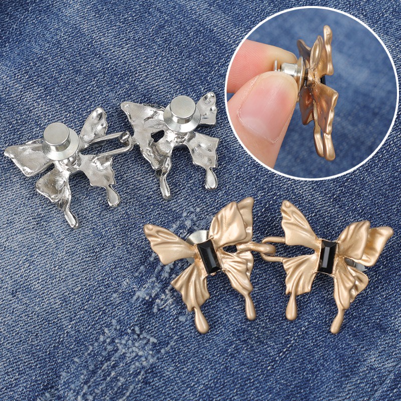 Nút Cài Hình Hoa / Bướm / Trái Tim Bằng Hợp Kim Không Cần Đóng Đinh / Quần Jean Có Thể Tháo