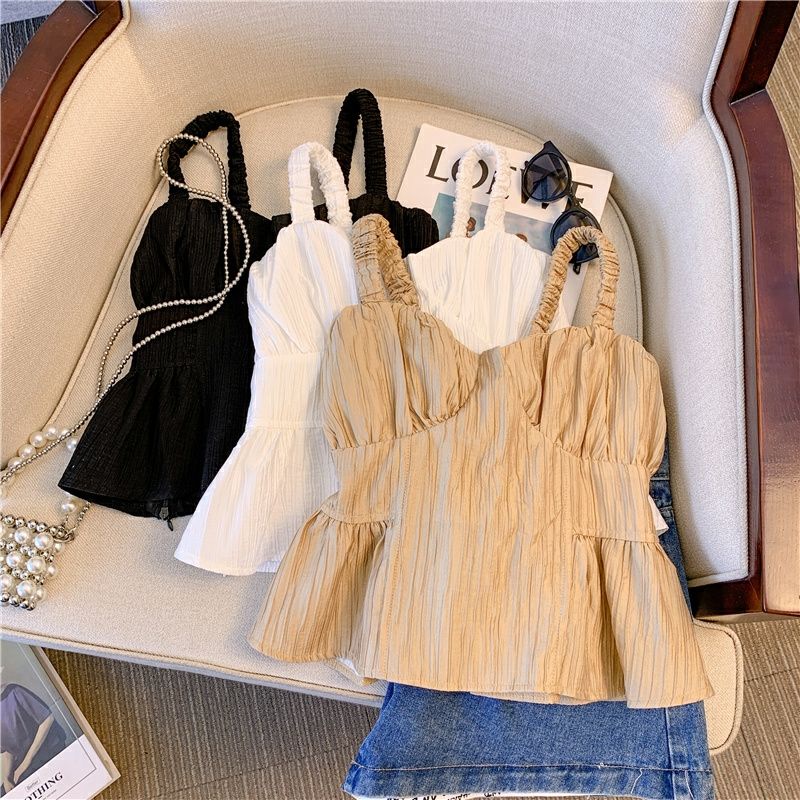 Áo Hai Dây Dáng Ngắn Phong Cách Hàn Quốc Thời Trang Hè 2023 Quyến Rũ Cho Nữ