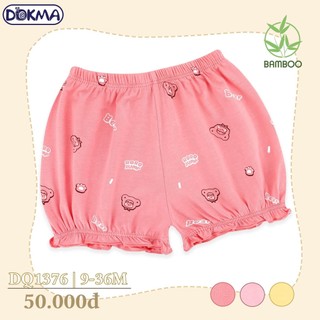 Quần đùi bé nhún gấu bé gái cotton DOKma size 12m-3y