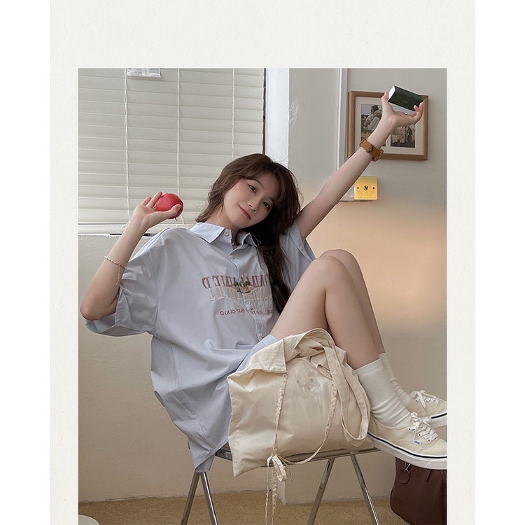 SUXI Áo Sơ Mi Ngắn Tay Thêu Họa Tiết Thời Trang Dành Cho Nữ