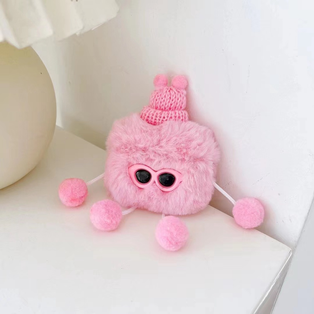 Vỏ Bảo Vệ Hộp Sạc Tai Nghe Apple Air Pods 1 2 3 Air Pods pro Air Pods pro 2 Bằng Chất Liệu Lông Nhung Hình Quả Bóng