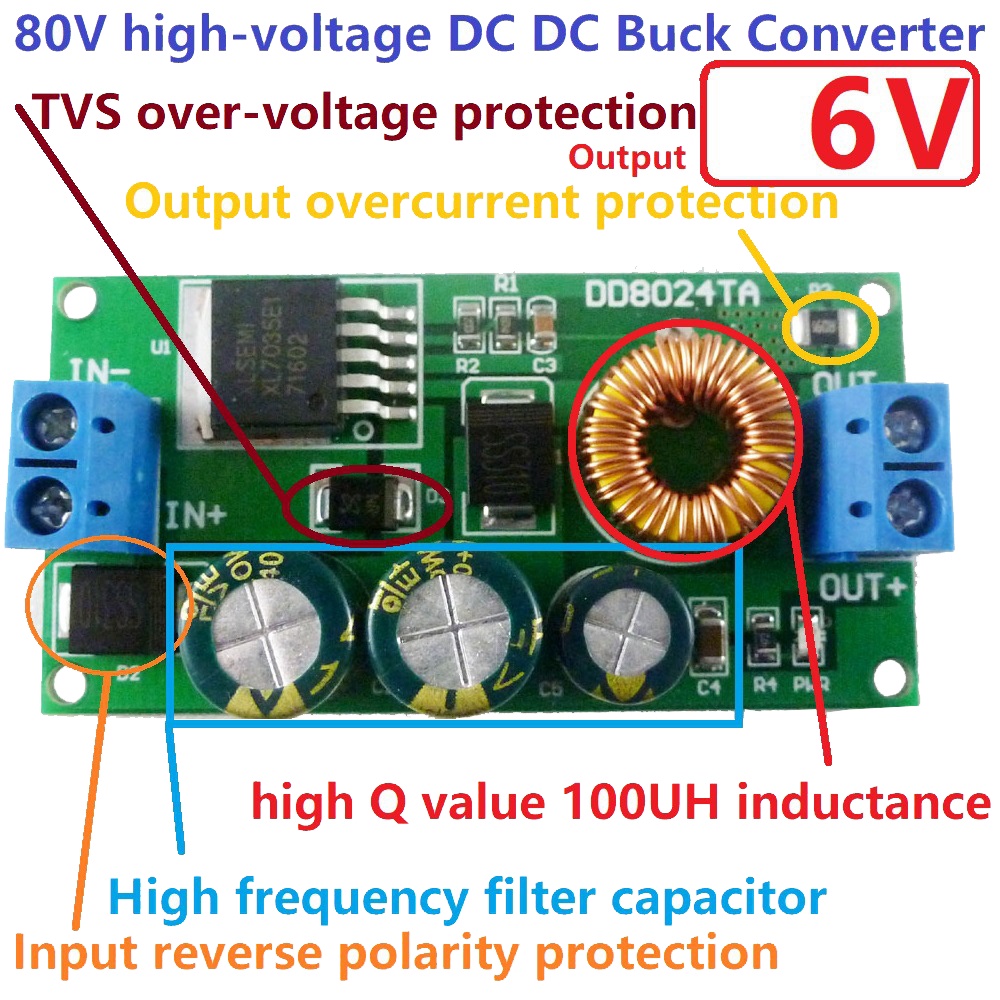 Mô Đun Hạ Áp 80V 72V 64V 60V 48V 36V 24V Sang 15V 12V 9V 6V 5V 3.3V