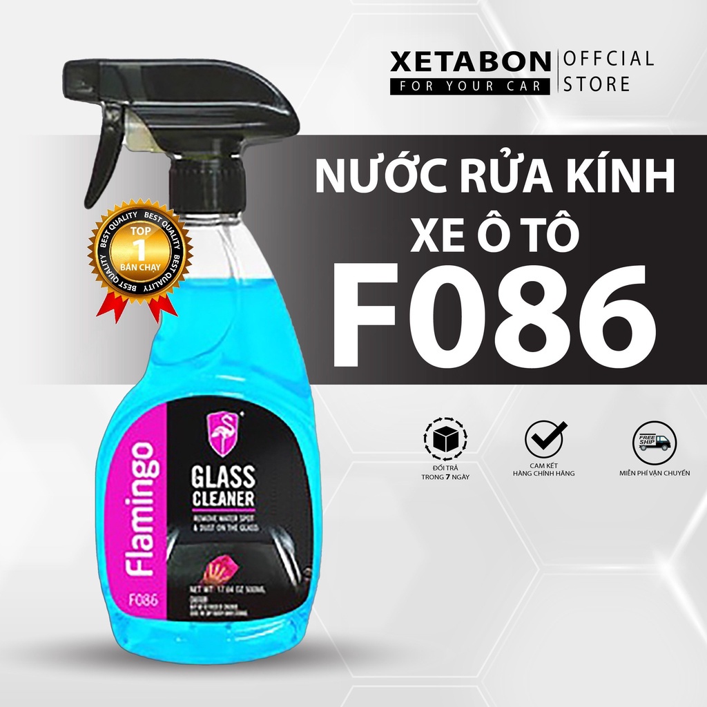 Nước rửa kính xe ô tô Flamingo F086 500ml tăng độ sáng bóng cho kính xe, gương xe, Hàng Chính Hãng