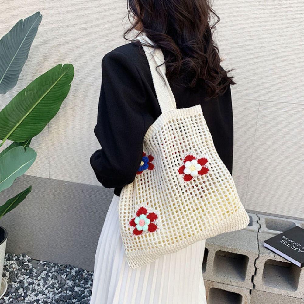 Túi Xách Đan Len Họa Tiết Cầu Vồng Thời Trang Xu Hướng Cho Nữ Y2k