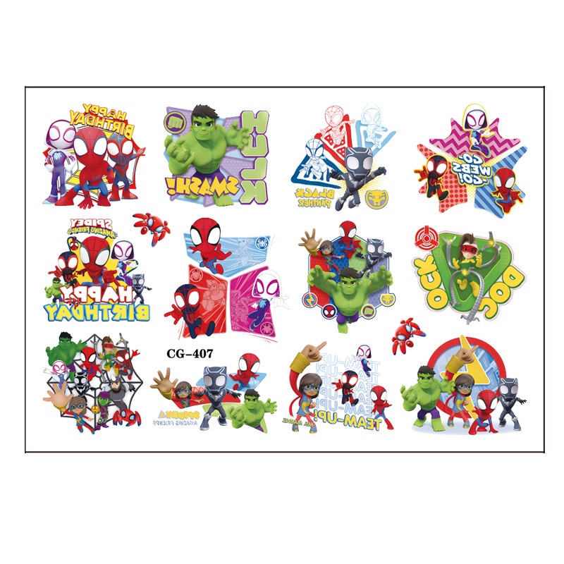 Đề Can Dán Hình Xăm Người Nhện Hoạt Hình 10.5X15.5Cm Trang Trí Sinh Nhật