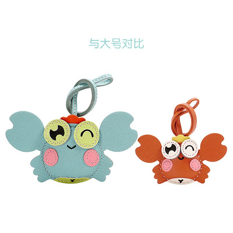 Móc Chìa Khóa Cặp Đôi Bằng Da Dê Thật Mặt Hình Cua Mini Dễ Thương Phong Cách Hàn Quốc Làm Quà Tặ