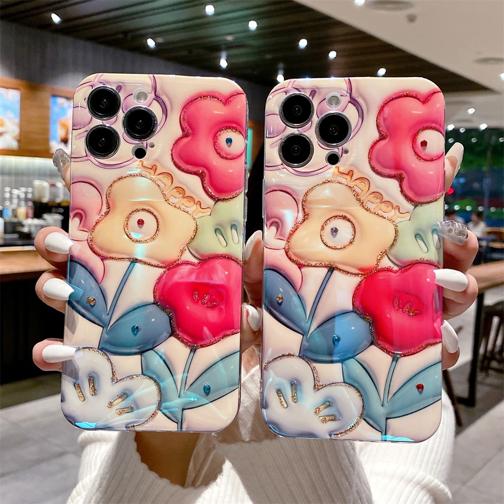 Ốp Điện Thoại Dẻo Màu Laser Họa Tiết Hoa Lá Vàng Sang Trọng Chống Sốc Cho iPhone 14 Pro Max 13 12 11 X XS XR 7 8 Plus SE 2020