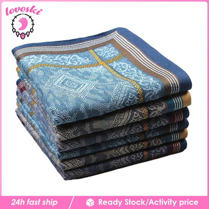 [Lovoski] Set 3 Khăn Tay Bỏ Túi Hình Vuông Chất Liệu Cotton Cho Nam