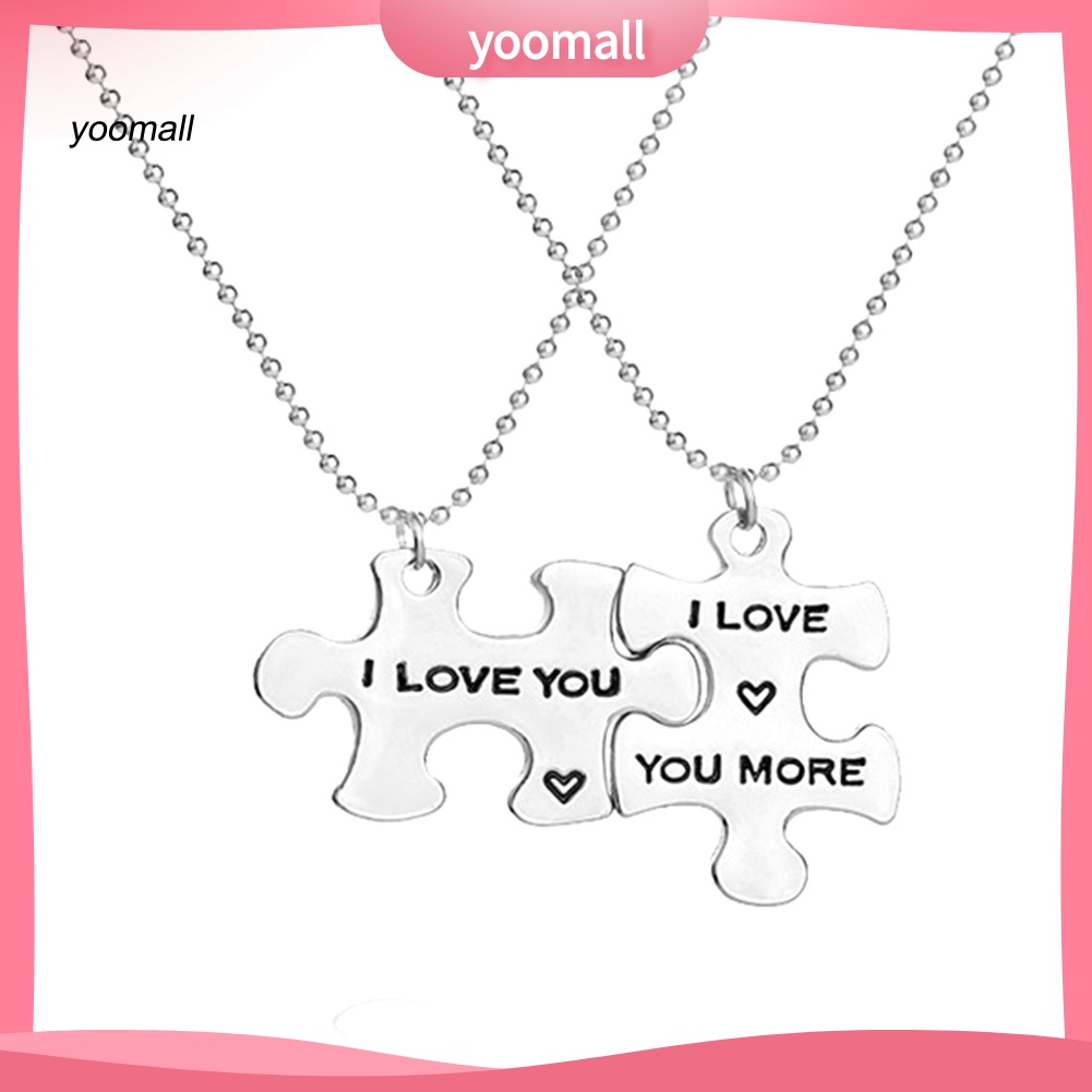 Set 2 Vòng cổ Mặt Mảnh Ghép Khắc Chữ Cho Cặp Đôi