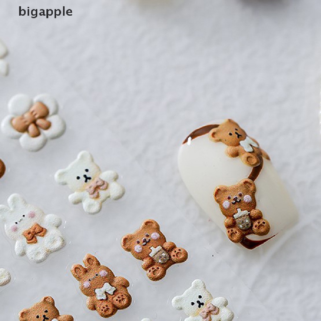 Hình Dán Móng Tay 5D Họa Tiết Gấu / Thỏ / Nơ / Bé Gái Đáng Yêu