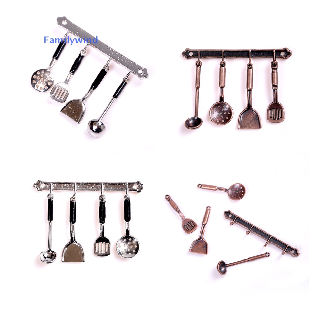 Set 5 Dụng Cụ Nấu Ăn Bằng Kim Loại Dùng Để Trang Trí Nhà Búp Bê 1: 12