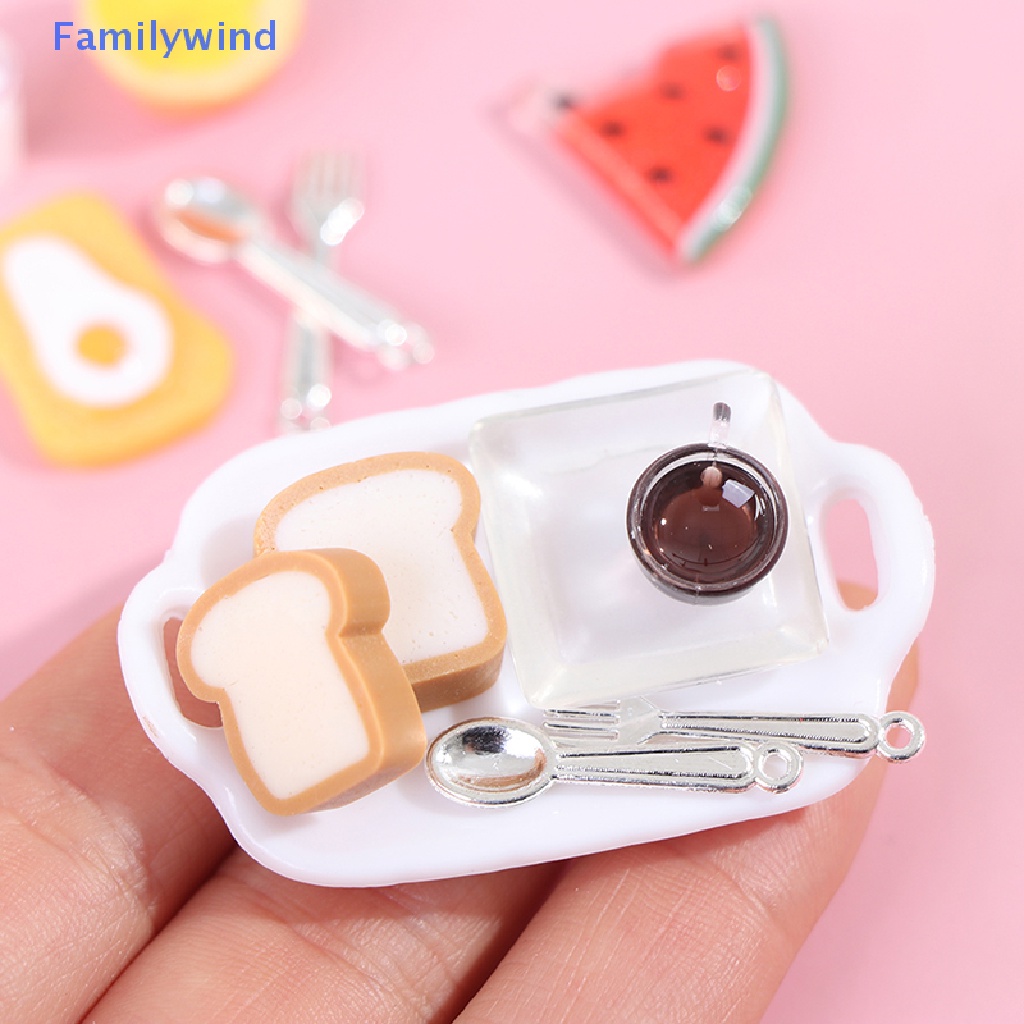 Bộ Mô Hình Bữa Sáng + Khay Đựng Thức Ăn Tỷ Lệ 1: 12 Độc Đáo Trang Trí Nhà Búp Bê