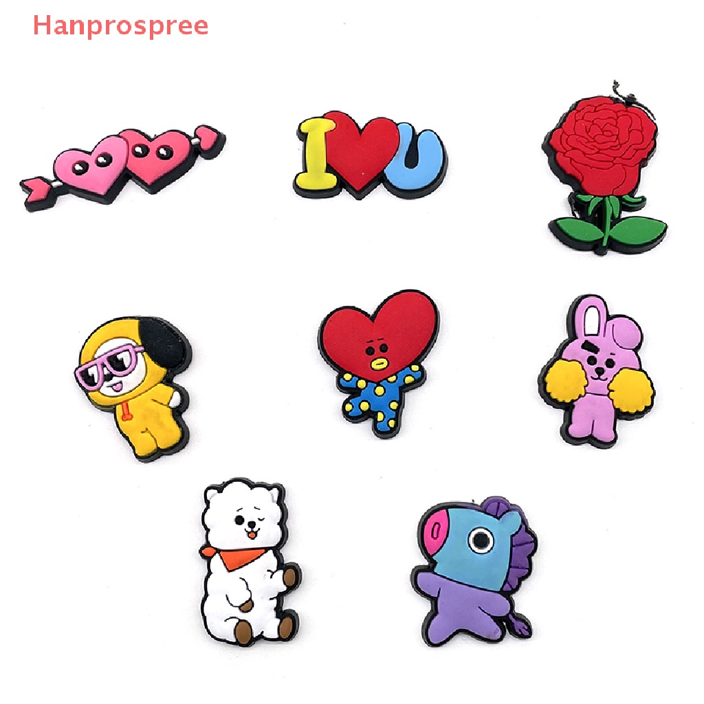 Hanprospree > set 8 Đôi Xăng đan Bằng PVC Hoạt Hình Nổi Tiếng Hàn Quốc Trang Trí Croc JIBZ Dây Đeo Cổ Tay Quà Tặng Cho Trẻ Em well