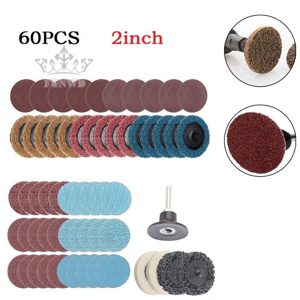 【FUNWD】60pcs 2inch 50mm Sanding Disc for Polishing Pad SanderPaper Disk 60-240Grit