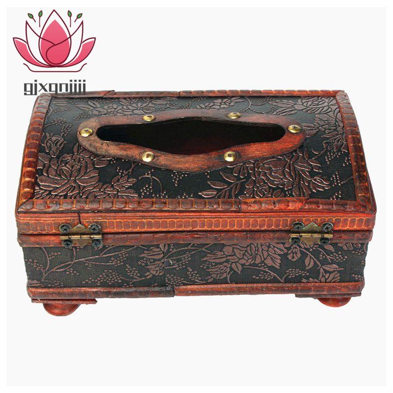 Hộp Đựng Khăn Giấy Bằng Đồng Họa Tiết Vintage Cổ Điển Mẫu Mới: Màu Đỏ