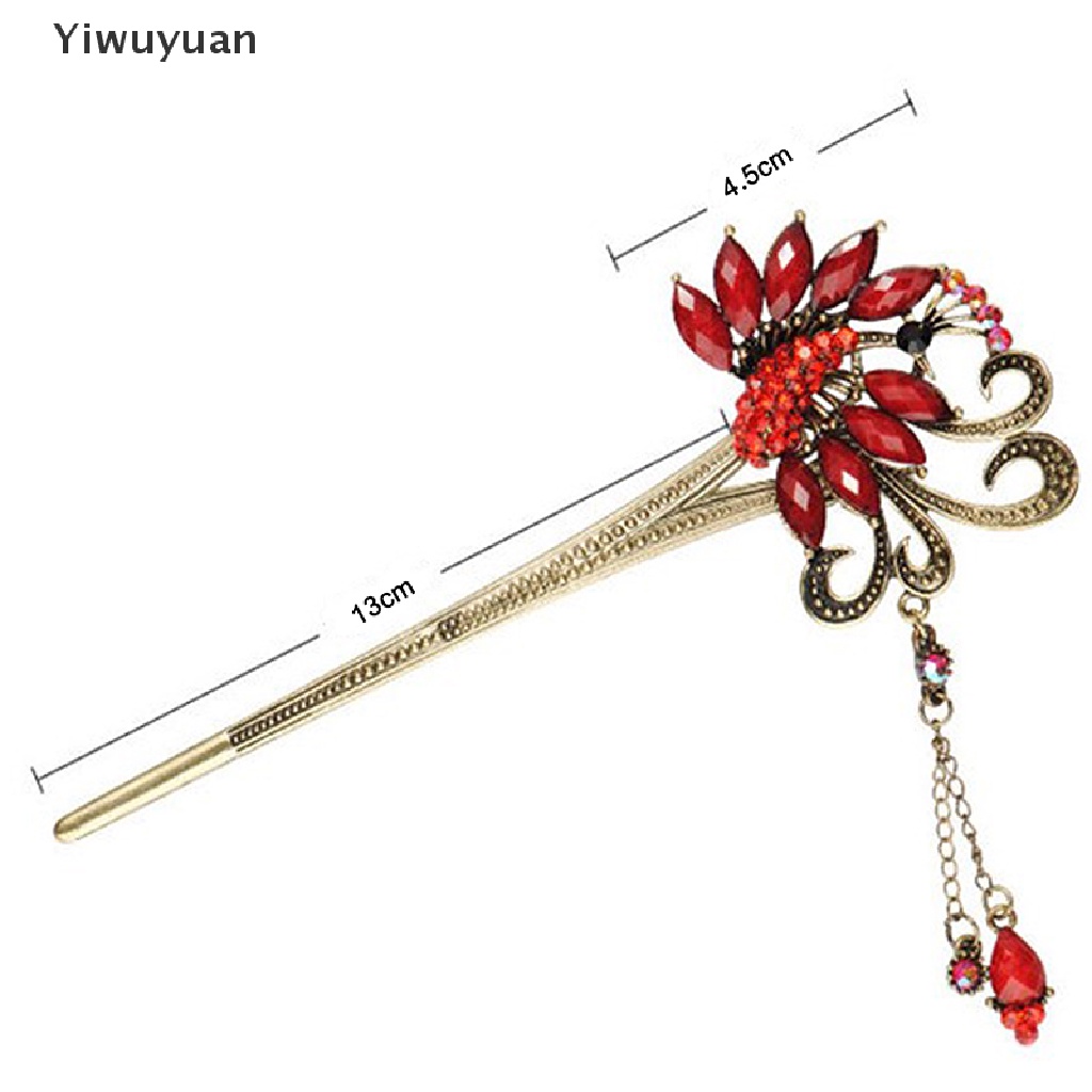 1 Trâm Cài Tóc Kim Loại Đính Đá Phong Cách Trung Hoa Cổ Điển