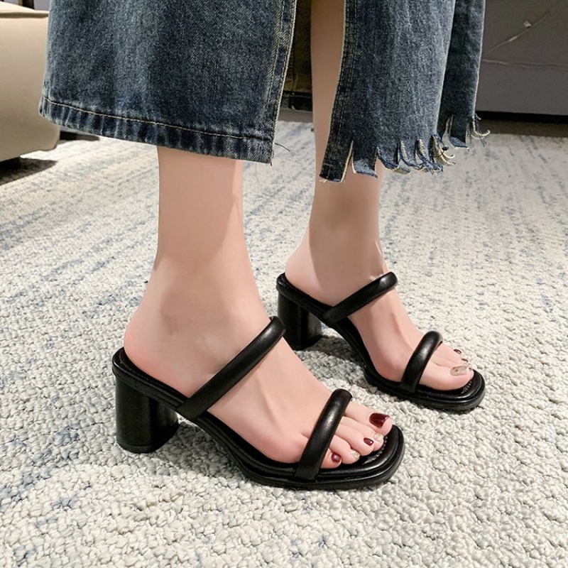 Sandal Cao Gót 5.5cm Phong Cách Hàn Quốc Đơn Giản Cho Nữ
