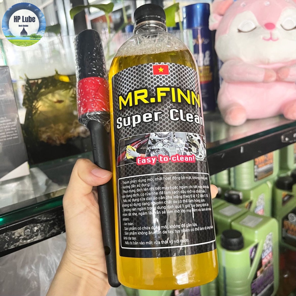 Dưỡng Sên Sprayking + Rửa Sên, rửa xe Mr.FINN 1L, tẩy rửa đa năng xe + Bàn chải vệ sinh sên, khăn la