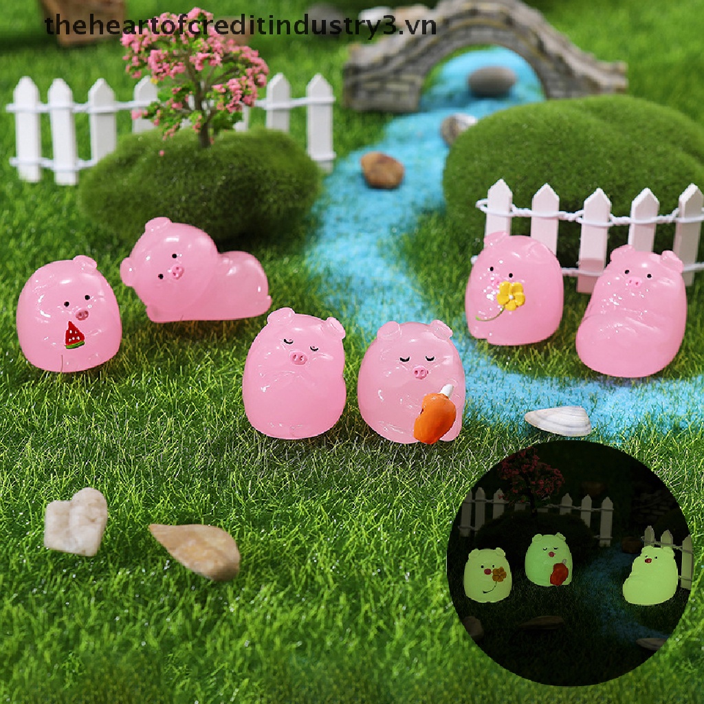 Mô Hình Chú Heo Dạ Quang Mini Trang Trí Sân Vườn