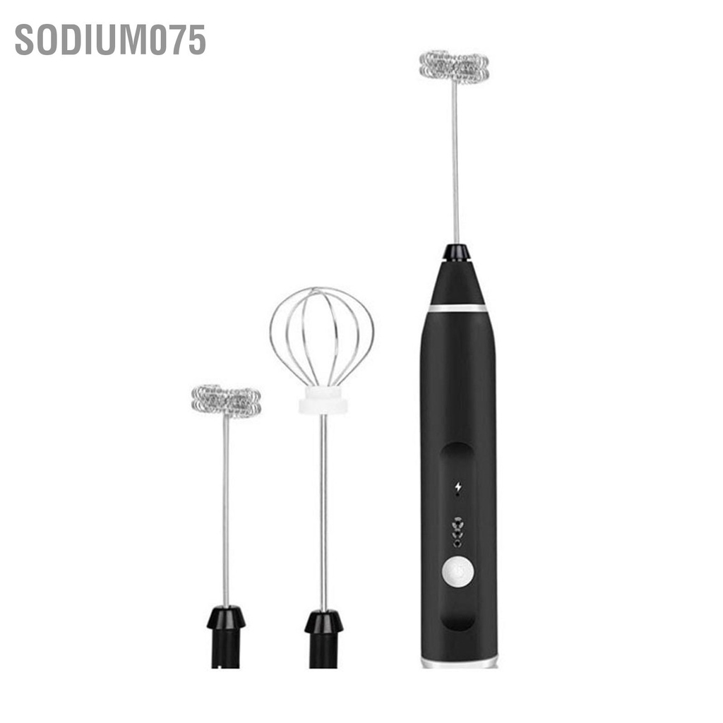 Sodium075 Điện Bọt Sữa Thép Không Gỉ Thao Tác Dễ Dàng Máy Trộn Cà Phê Cầm Tay Cho Nhà Bếp Đen 0.8A DC 5.5V 2W