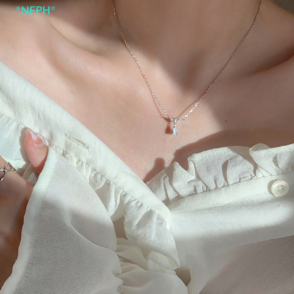 Vòng cổ Mặt Hình Giọt Nước Đính Đá Zircon Đơn Giản Cho Nữ Mới