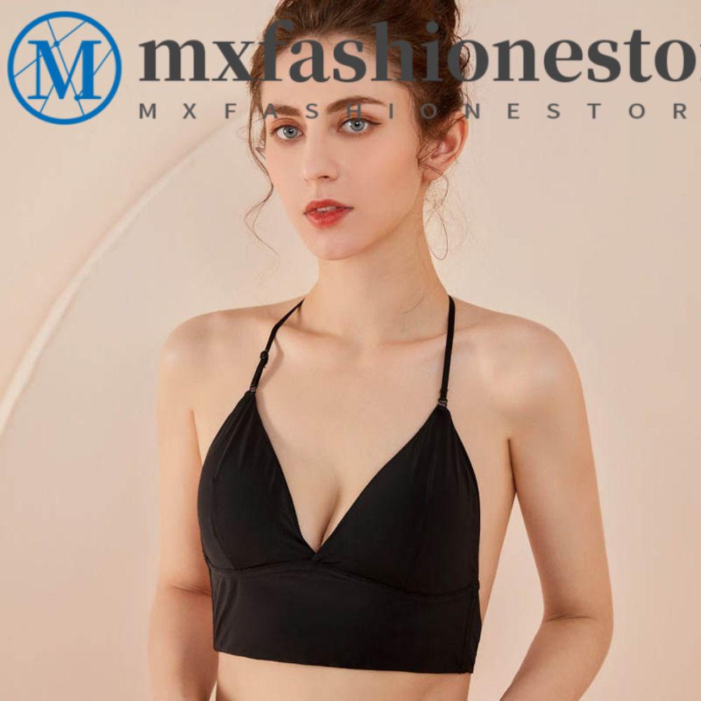 Mxfashionestore Áo Lót Croptop Hình Tam Giác Cúp Ngực Tam Giác Lãng Mạn Sâu V Không Dây Hỗ Trợ Luyện
