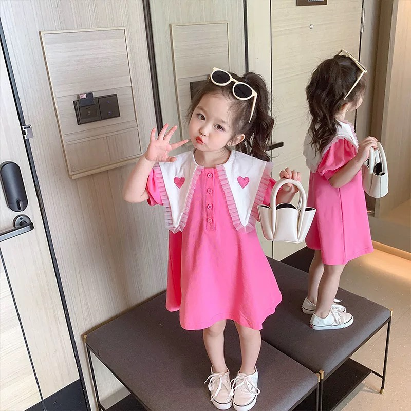 Đầm Thời Trang Mùa Hè Phong Cách Hàn Quốc Dành Cho Bé Gái 1-7 Tuổi