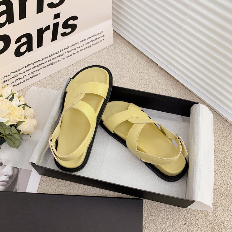 Giày Sandal Đế Thấp Mềm Mại Bằng Vải Oxford Màu Trơn Đơn Giản Phong Cách Retro Nhật Bản