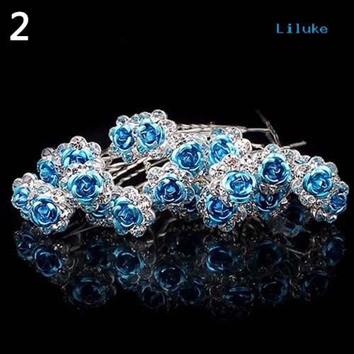 Bộ 5 Kẹp Tóc Hợp Kim Trang Trí Hoa Hồng Đính Đá Thời Trang Cho Nữ