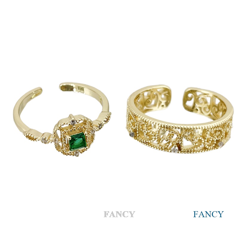 Nhẫn Cưới Đính Đá Zircon Hình Trái Tim Màu Xanh Lá Phong Cách Hàn Quốc Cho Nữ