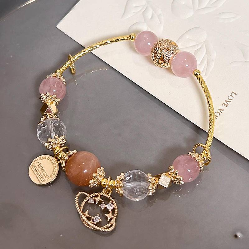 Vòng Đeo Tay Đá Pha Lê Hồng Hoa Đào Thịnh Vượng Dành Cho Bạn Gái