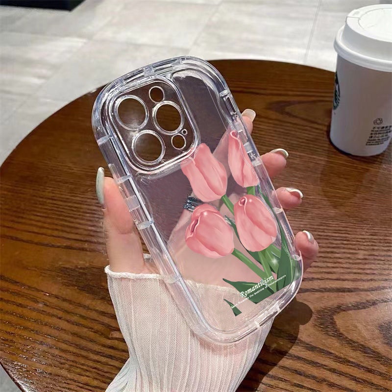 ✅Ốp Điện Thoại Mềm Trong Suốt Chống Sốc Hình Hoa tulip 13 POGJ Cho Iphone14 / 12 / 7 11 Desire Promax Xr / 8p xs13