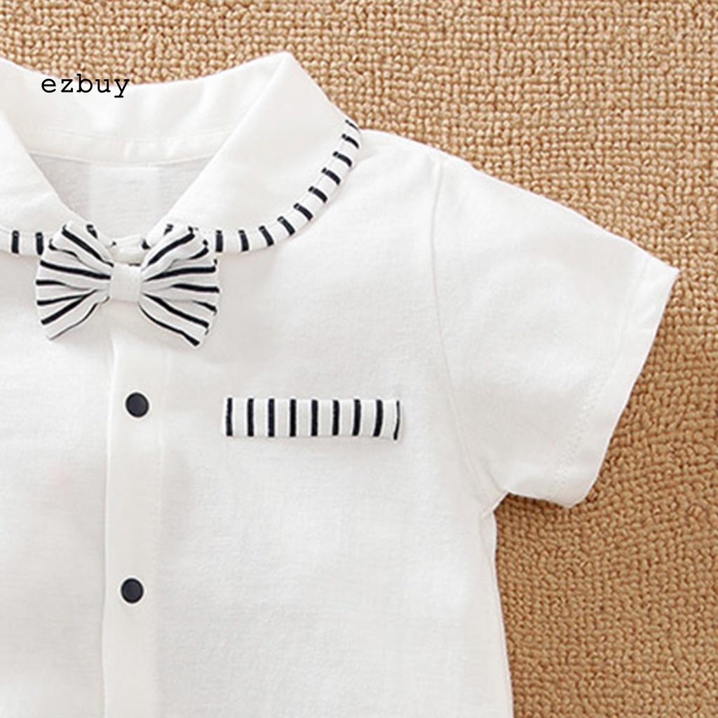 Bộ Đồ Ngủ Liền Thân Tay Ngắn Phong Cách Quý Ông Thời Trang Xuân Hè Cho Bé Sơ Sinh