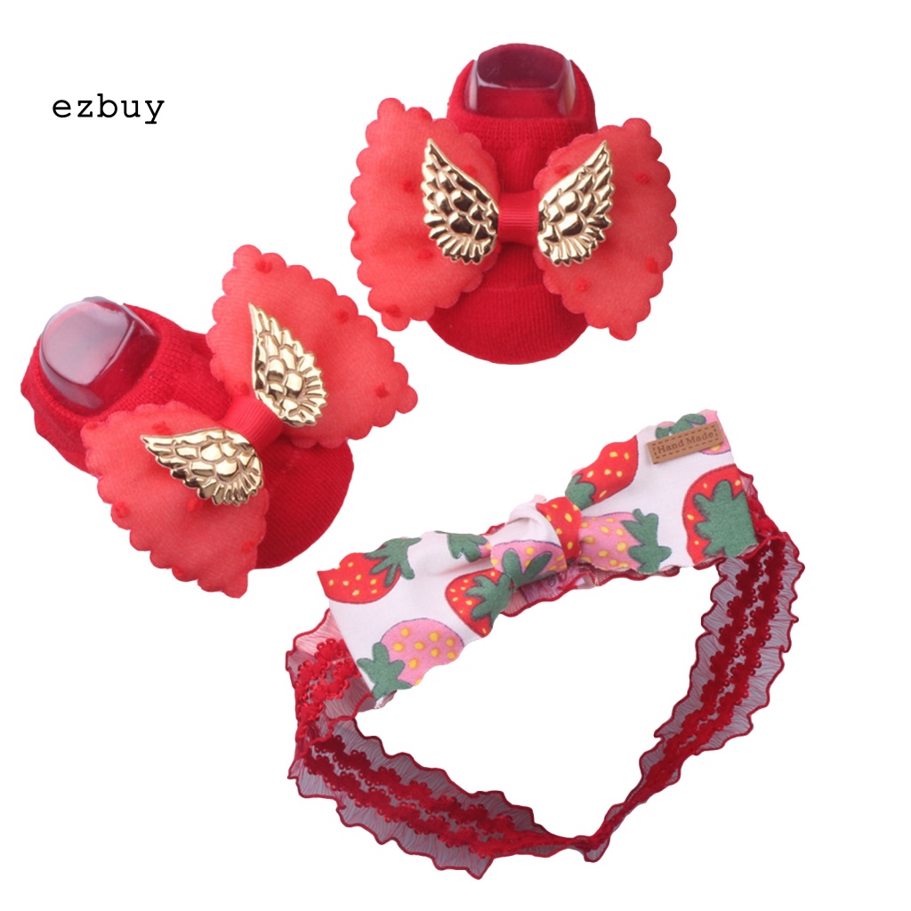 Set Vớ + Băng Đô Mềm Mại Chống Trượt Xinh Xắn Cho Bé