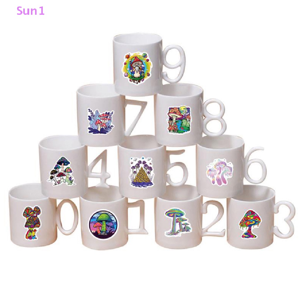 Bộ 50 Miếng Dán Hình Nấm Graffiti Sun1 > Psychedelic Trang Trí Đàn Guitar / Laptop / Ván Trượt